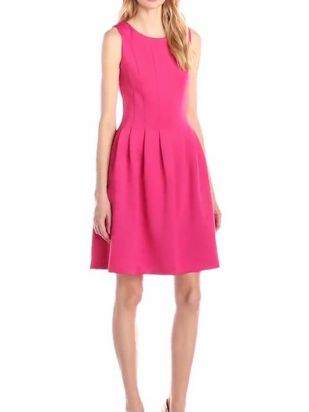 Calvin Klein Women's Hot Pink Fit & Flare Pleated Sleeveless Dress Size 16 - Picture 8 of 13